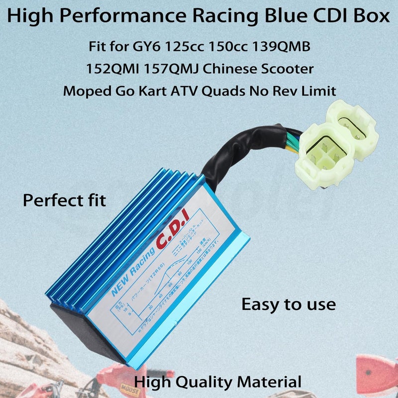 amavoler ATMT1-147 GY6 High Performance Racing CDI Box Aftermarket Replacement Parts Fit for 50cc 125cc 150cc 139QMB 152QMI 157QMJ Chinese Scooter Moped Go Kart ATV Quads. - Image 2